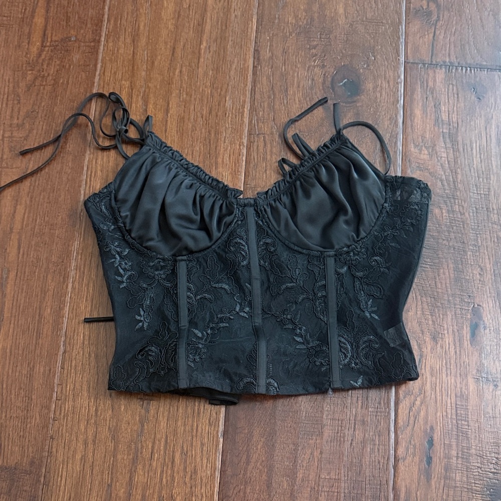 V. Chapman Black Lace Corset Top
